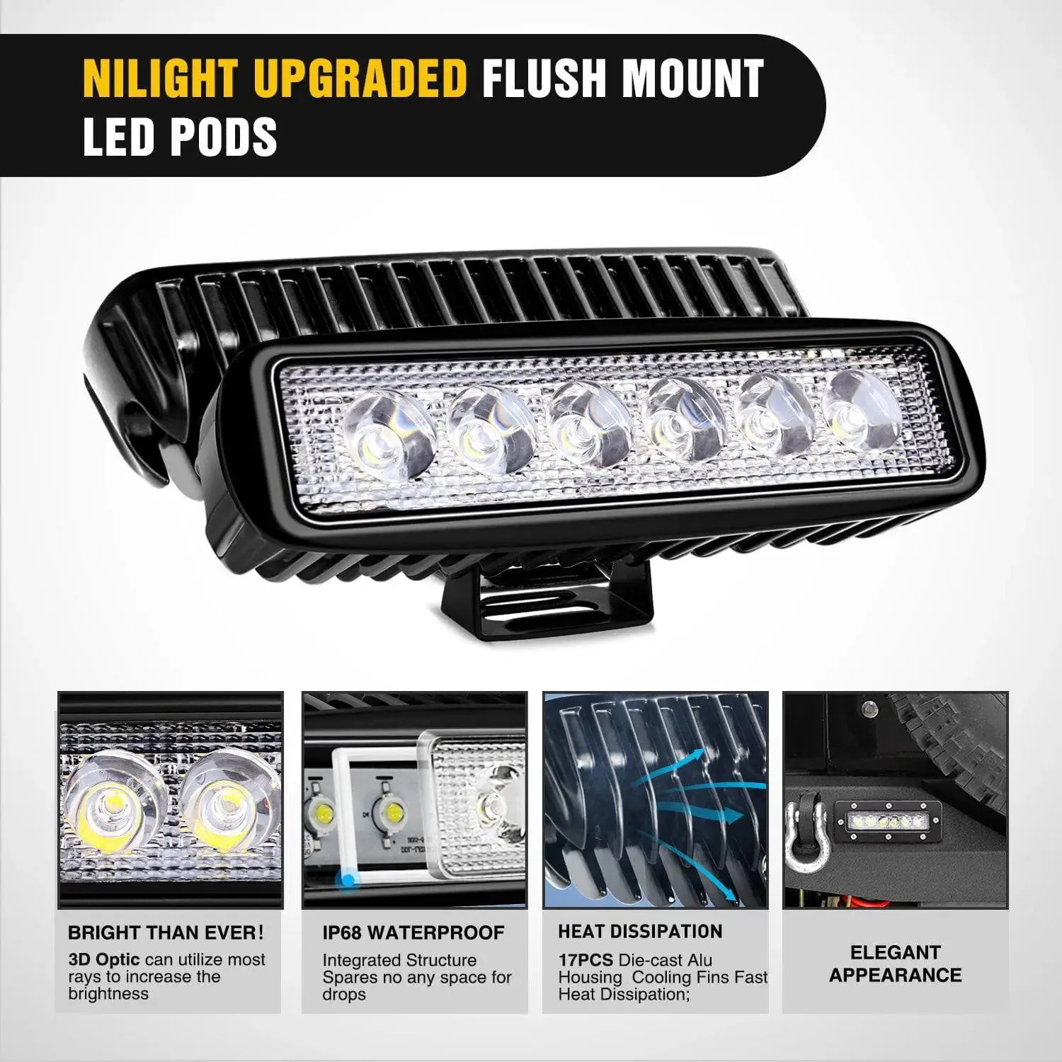 1987-2006 Jeep Wrangler TJ YJ Rear Bumper Rock Crawler Bumper with Hitch Receiver 2Pcs Upgraded 40W LED Lights Off Road Textured Black