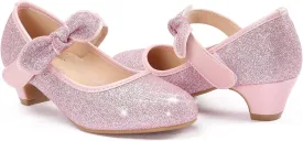 ADAMUMU Little Girls Princess Shoes Glittler Dress Shoes for Gilrs Toddler Girl Heels for Christmas Parties and Holiday Celebrations