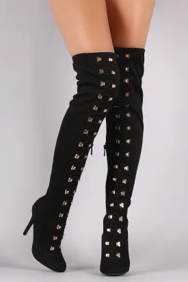 Anne Michelle Corset Embellished Fitted OTK Boots