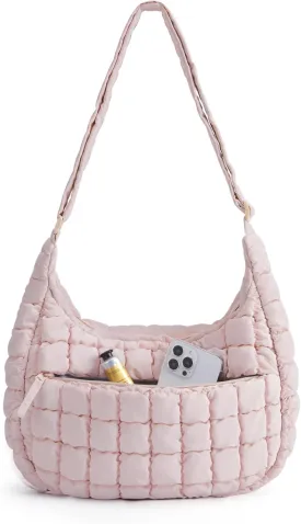 BAGSMART Quilted Puffy Crossbody Bag for Women, Small Cute Hobo Shoulder Purse Soft Fluffy Handbag for Daily Use