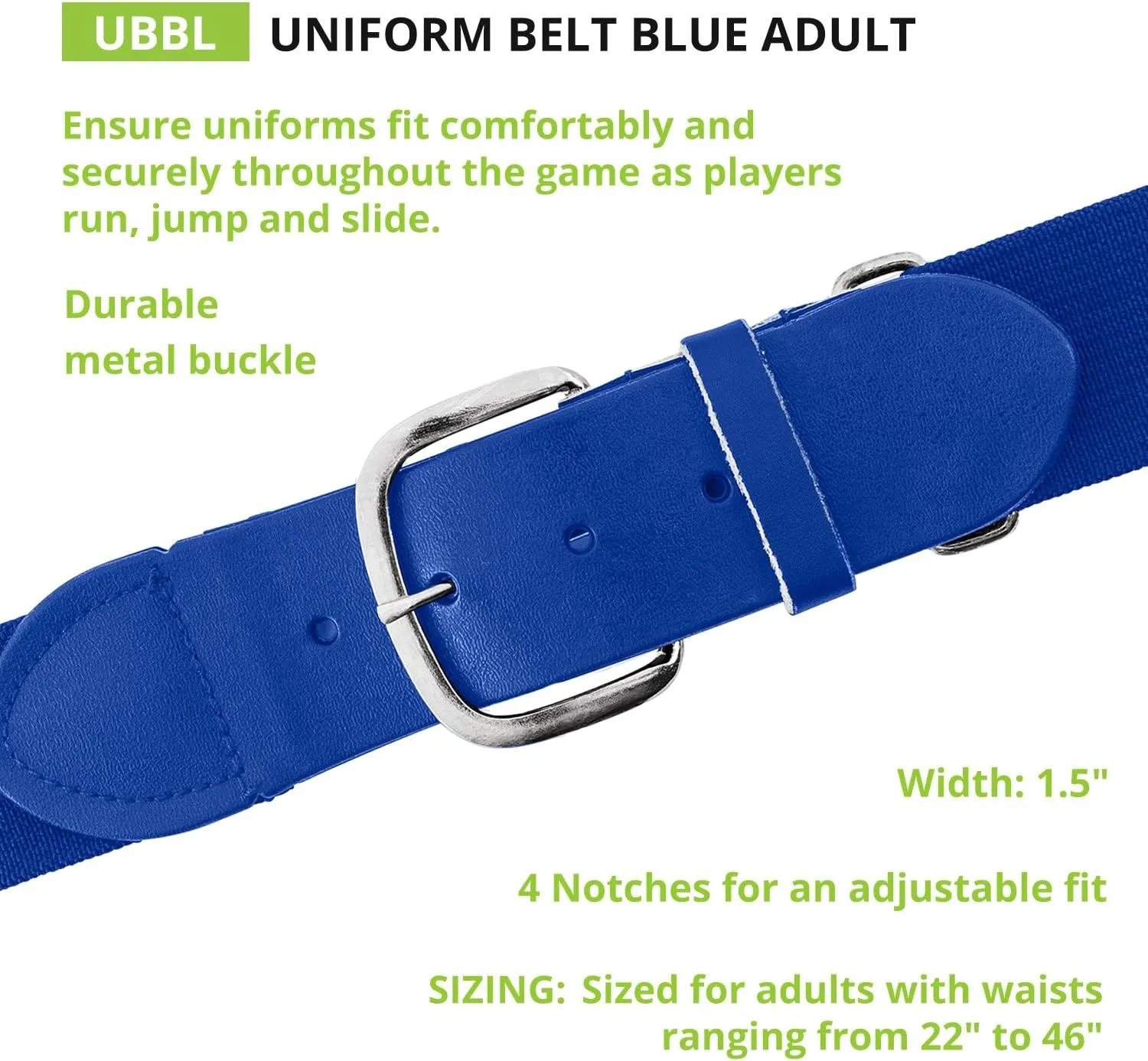 Champion Sports Baseball/Softball Uniform Belt, Comfort Stretch Fit - Durable Syntex Tab, Youth & Adult Sizes