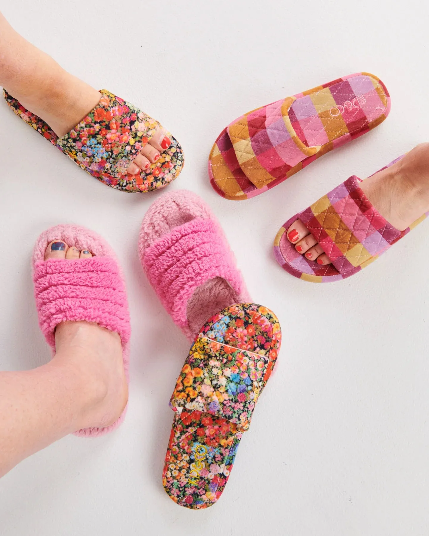 Kip & Co Poochie Pink Quilted Sherpa Adult Slippers