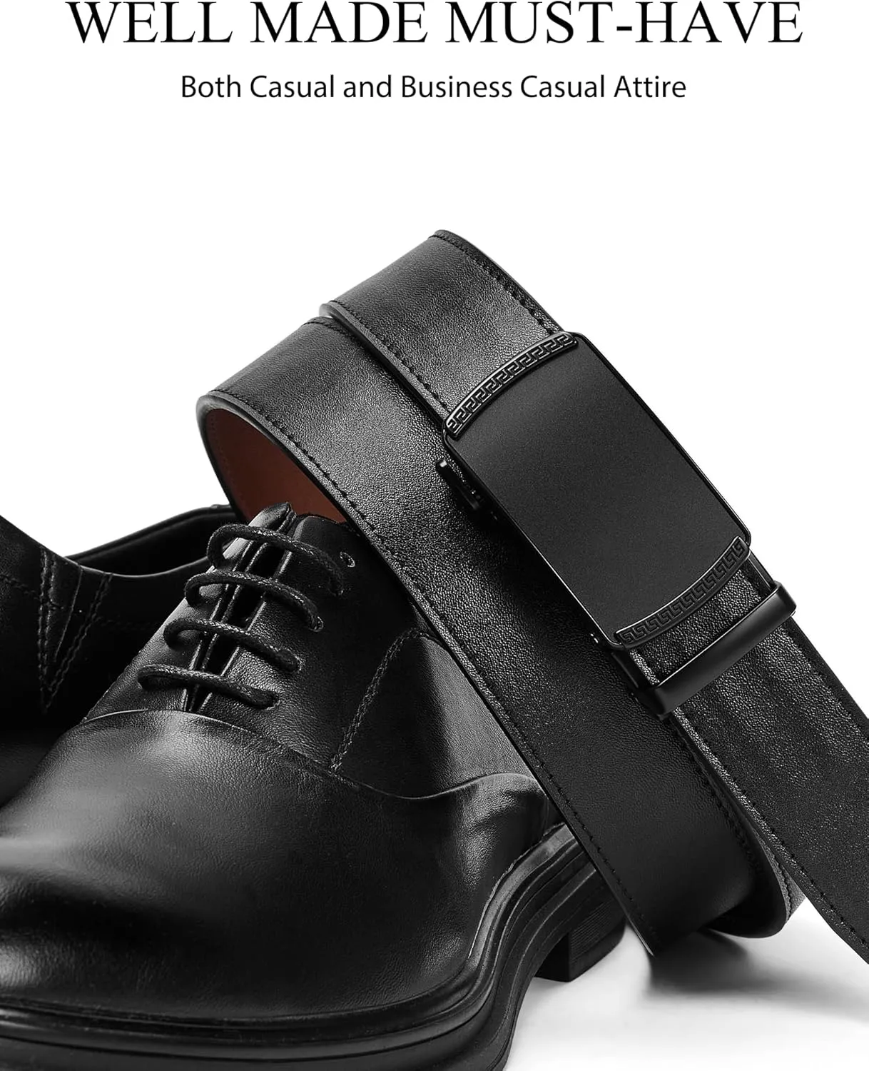 Mens Belt,Ratchet Belts for Men Leather 1 3/8'' Adjustable for Dress Jeans,Comfort Trim to Fit