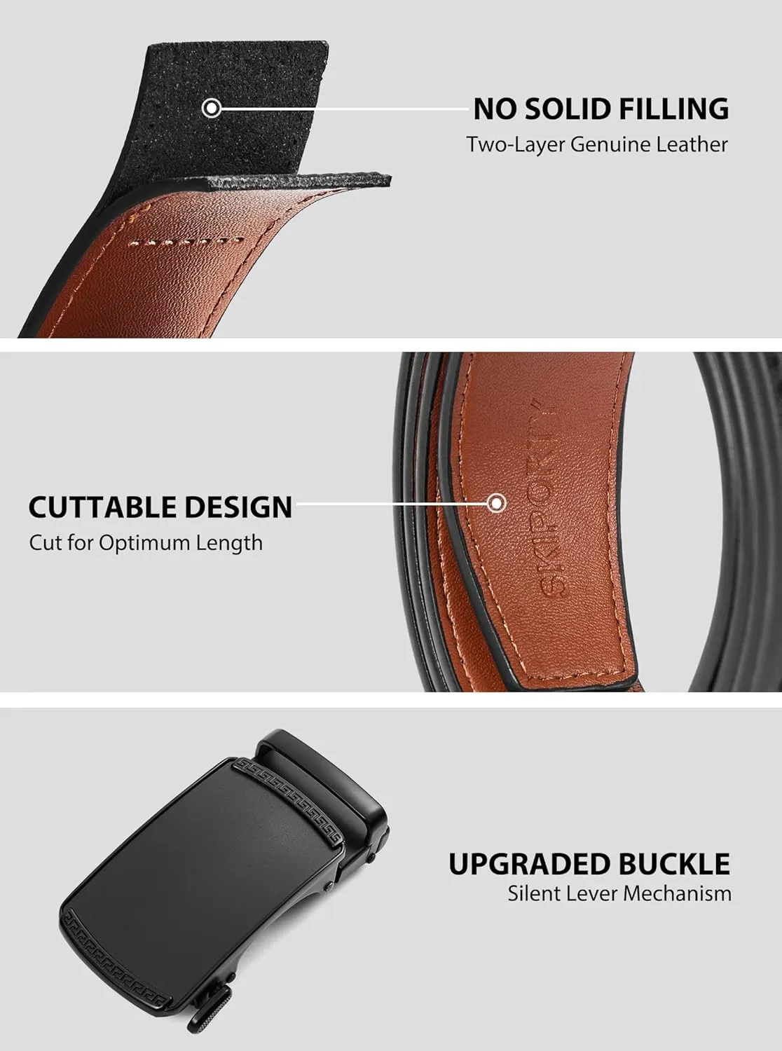 Mens Belt,Ratchet Belts for Men Leather 1 3/8'' Adjustable for Dress Jeans,Comfort Trim to Fit