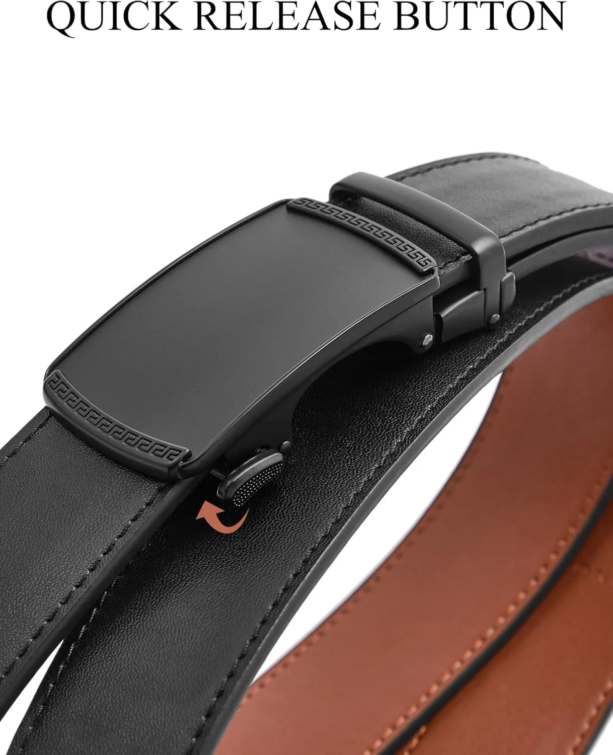 Mens Belt,Ratchet Belts for Men Leather 1 3/8'' Adjustable for Dress Jeans,Comfort Trim to Fit