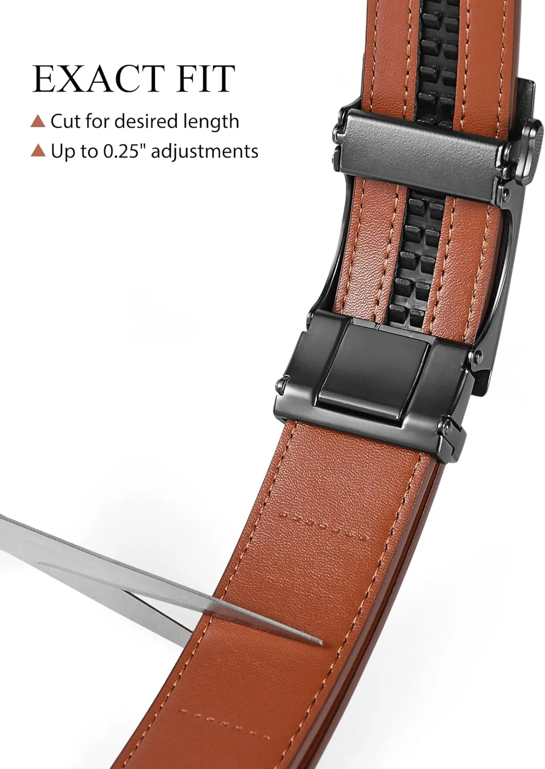 Mens Belt,Ratchet Belts for Men Leather 1 3/8'' Adjustable for Dress Jeans,Comfort Trim to Fit