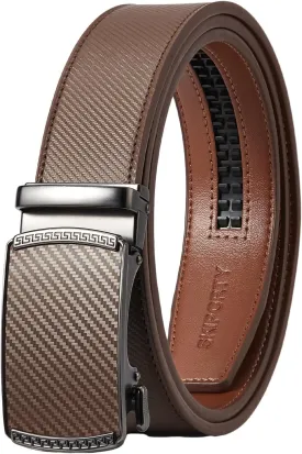 Mens Belt,Ratchet Belts for Men Leather 1 3/8'' Adjustable for Dress Jeans,Comfort Trim to Fit