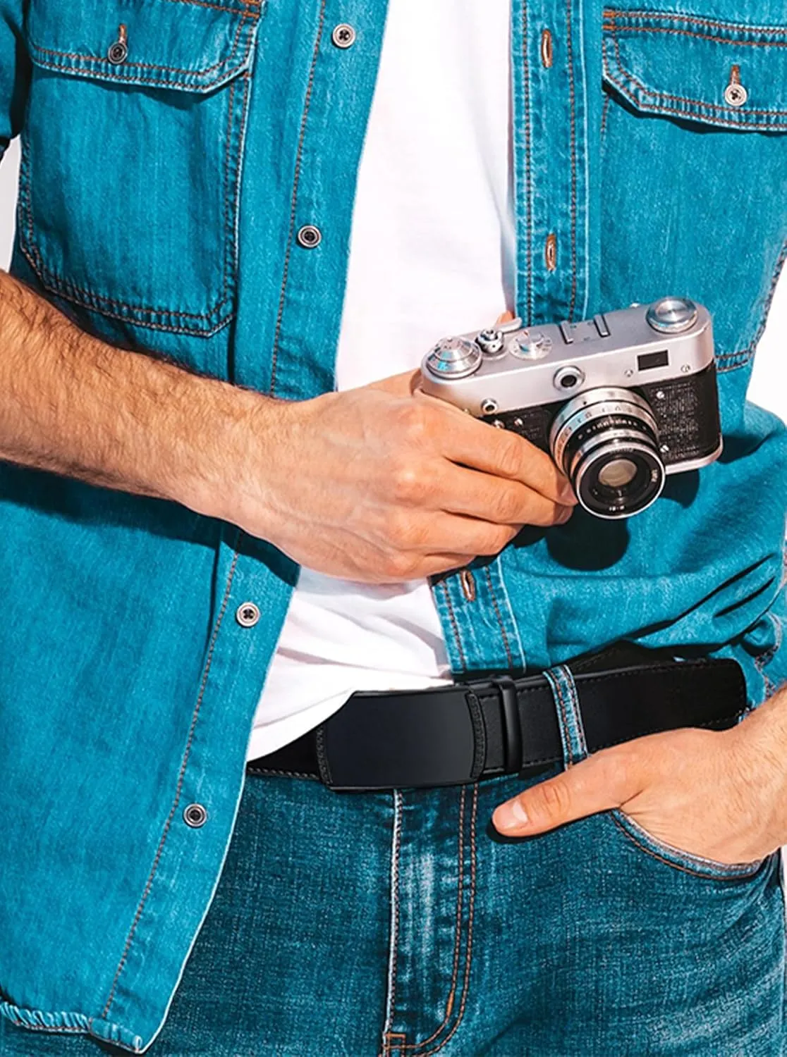 Mens Belt,Ratchet Belts for Men Leather 1 3/8'' Adjustable for Dress Jeans,Comfort Trim to Fit