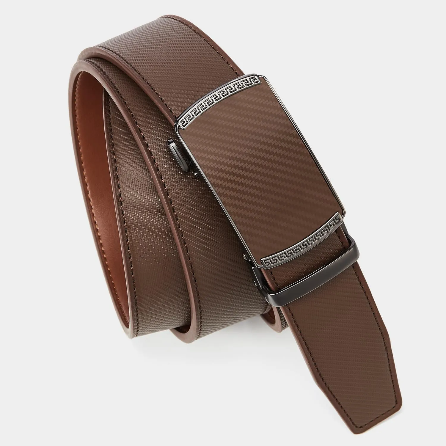 Mens Belt,Ratchet Belts for Men Leather 1 3/8'' Adjustable for Dress Jeans,Comfort Trim to Fit