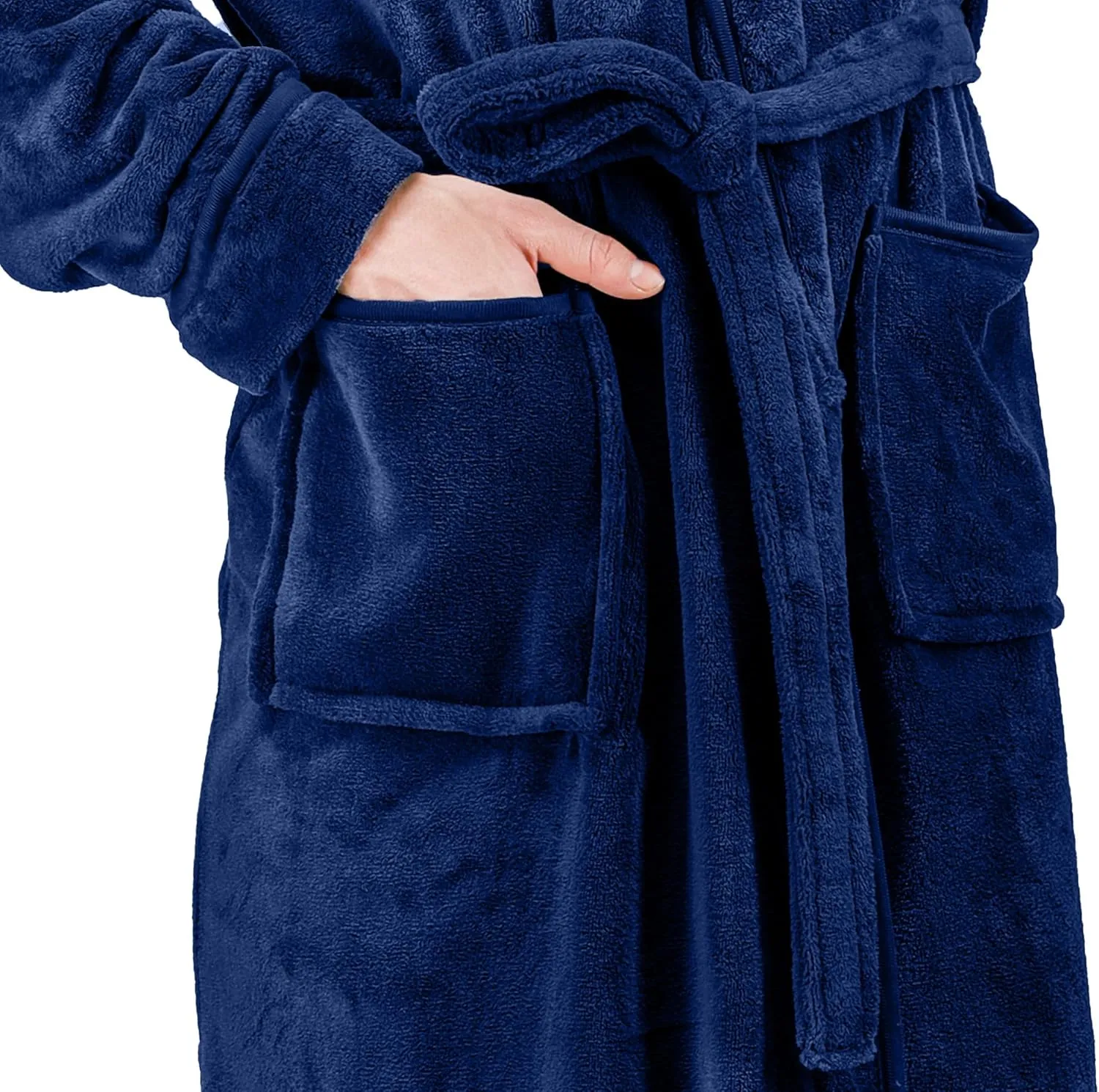 NY Threads Luxurious Men's Shawl Collar Fleece Bathrobe Long Spa Robe
