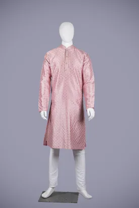 Pink Art Silk Kurta Set with Churidaar