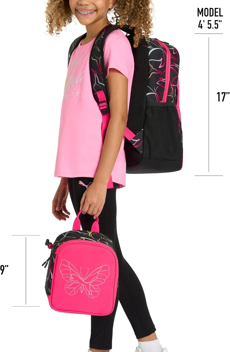 PUMA Unisex Kid's Colony Lunch Kit & Backpack Combo, Magic Rose Heather, Medium