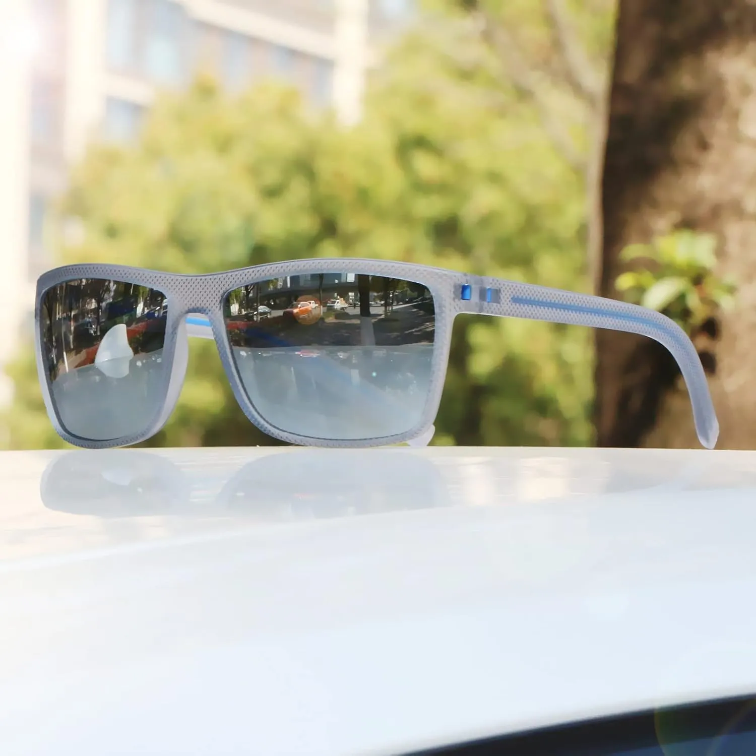 Square Polarized Sunglasses for Men Vintage Style Driving Travel Sun Glasses Lightweight Frame UV Protection Goggles