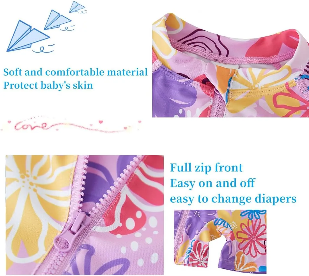 UMELOK Baby Girls' One Piece Swimsuit Full Zip UPF 50  Sun Protection Swimwear Rash Guard Swim Suit